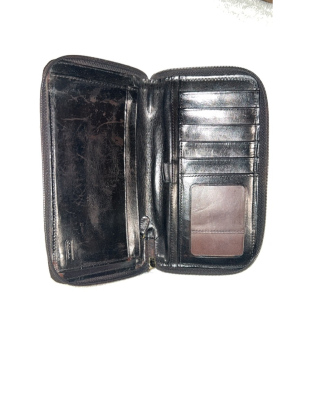Vintage Coach Black Leather Zip-Around Wallet One Size - Picture 5 of 8